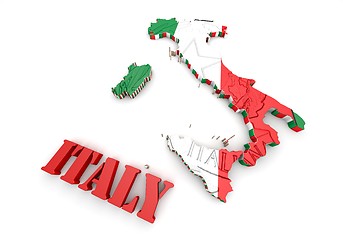 Image showing Map of Italy with flag