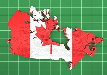 Image showing Map of Canada with flag colors