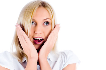 Image showing Shocked young woman