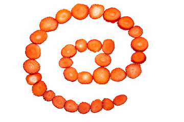 Image showing At symbol made from strawberry slices