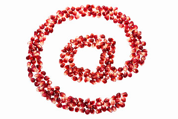 Image showing At symbol made from pomegranate seeds