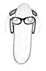 Image showing cucumber with sun glass and headphones front 