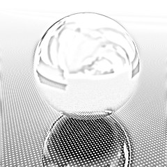 Image showing Chrome ball on light path to infinity