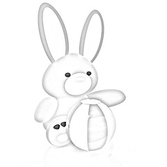 Image showing soft toy hare and colorful aquatic ball