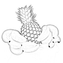 Image showing pineapple and bananas