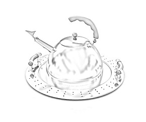 Image showing Gold teapot on platter 