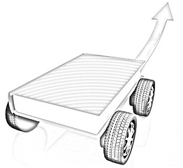 Image showing On race cars in the world of knowledge concept