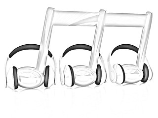 Image showing headphones and 3d note