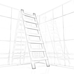 Image showing White reflective wall and stairs 