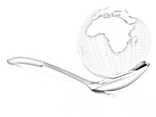 Image showing Blue earth on gold spoon