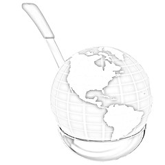 Image showing Blue earth on soup ladle 