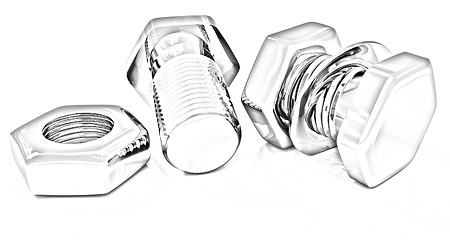 Image showing stainless steel bolts with a nuts and washers