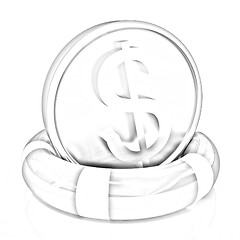 Image showing Coin dollar on  lifeline