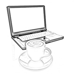 Image showing 3d cup and a laptop