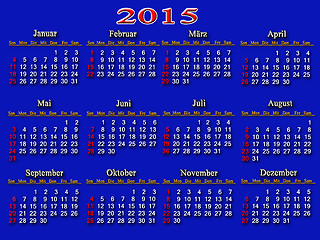 Image showing blue calendar for 2015 year