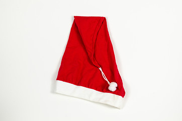 Image showing Santas red cap at white