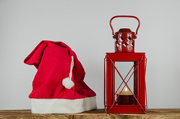 Image showing Santas cap and lantern