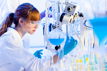 Image showing Young chemist in the laboratory.