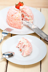 Image showing fresh strawberry and whipped cream dessert