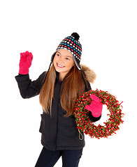 Image showing Girl with advents wreath.