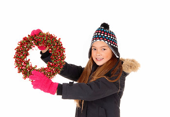 Image showing Girl with advents wreath