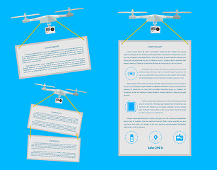 Image showing Flat vector icons for quardocopter advertising