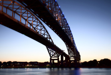Image showing Night Photo Blue Water Bridge