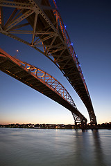 Image showing Night Photo Blue Water Bridge