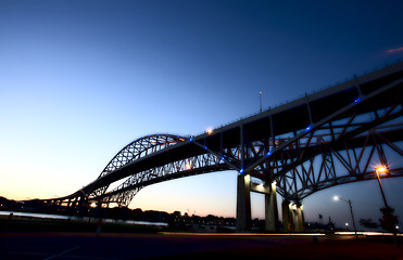 Image showing Night Photo Blue Water Bridge
