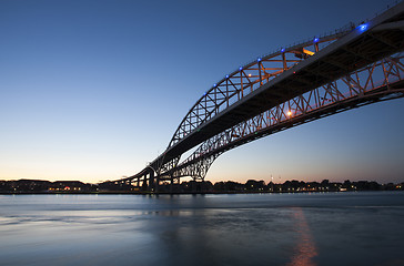 Image showing Night Photo Blue Water Bridge