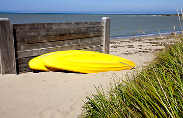 Image showing Yellow Kayak on shore