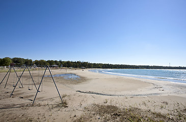 Image showing Abandoned Playground on beach