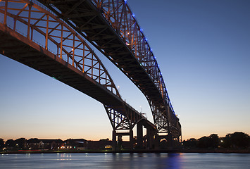 Image showing Night Photo Blue Water Bridge