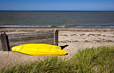 Image showing Yellow Kayak on shore