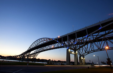 Image showing Night Photo Blue Water Bridge