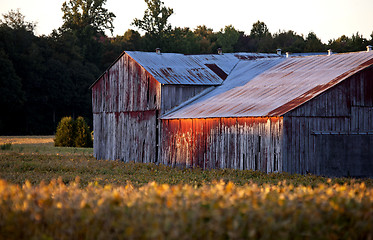 Image showing Red Barn at Sunset