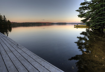 Image showing Lake in Autumn sunrise reflection