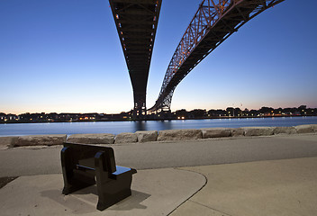 Image showing Night Photo Blue Water Bridge