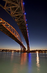 Image showing Night Photo Blue Water Bridge