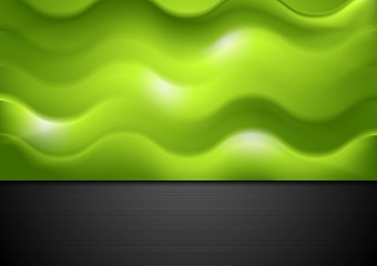 Image showing Abstract green waves background