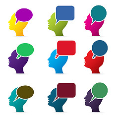 Image showing Human heads with speech bubbles