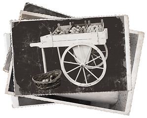 Image showing Vintage photos Cart with apples