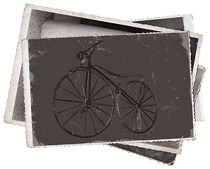 Image showing Vintage photos Old wooden bicycle