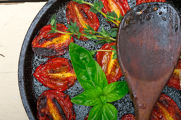 Image showing baked cherry tomatoes with basil and thyme