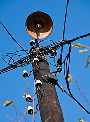 Image showing old wooden telegraph pole