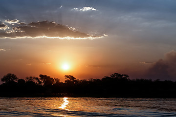 Image showing African sunset on Chobe river