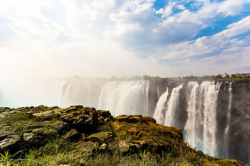 Image showing The Victoria falls with dramatic sky