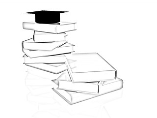 Image showing Graduation hat with books