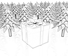 Image showing Christmas trees and gift