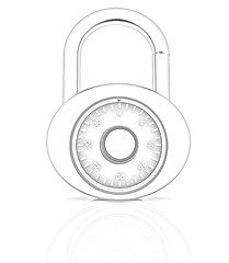 Image showing Illustration of security concept with chrome locked combination 